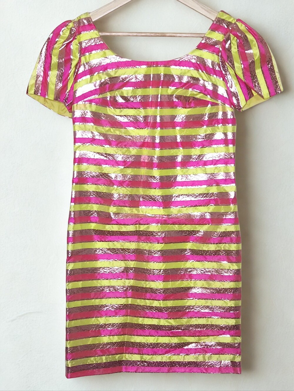 Vintage 60s/70s Young Edwardian by Arpeja Metallic Striped Party Dress